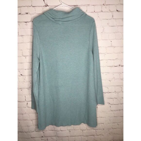 Blue Ribbed Knit tunic sweater - Picture 8 of 12